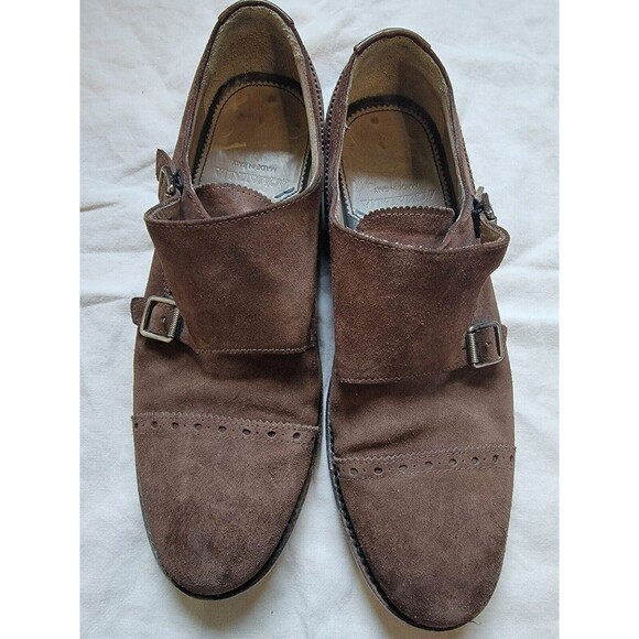 Aquatalia Men's Gavin Suede Monk-Strap Loafer Color‎ Brown Size 8.5M Italy - Picture 1 of 15
